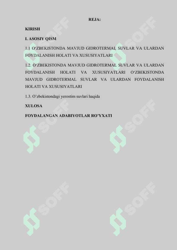OʻZBEKISTONDA MAVJUD GIDROTERMAL SUVLAR VA ULARDAN FOYDALANISH HOLATI VA XUSUSIYATLARI.docx 6