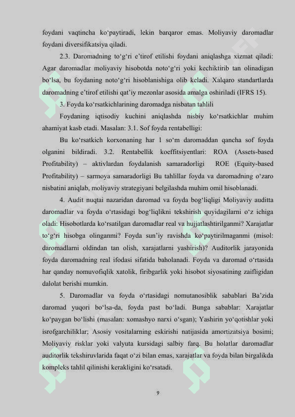 MOLIYAVIY FAOLIYAT BO‘YICHA OLINGAN DAROMADLAR AUDITI.doc 8