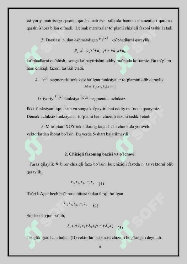 Chiziqli fazoning qism fazosi 6