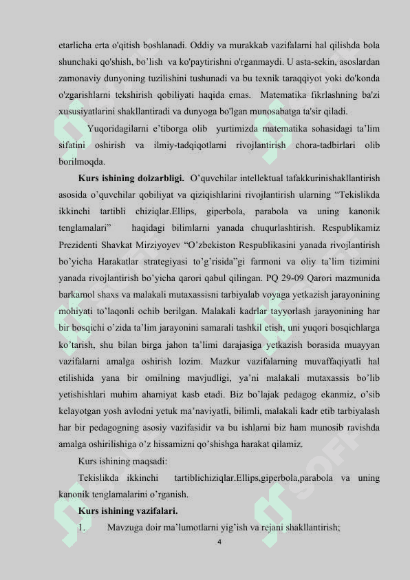 Ikkinchi tartibli sirtning to’g’ri chiziqli yasovchilari 4