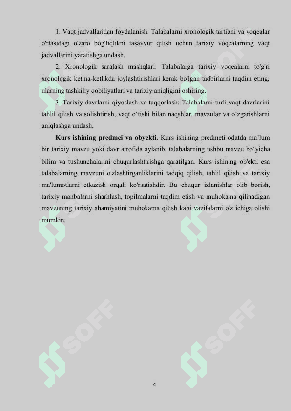 Tarix darslarida xronologik ko'nikmalarni shakllantirish usullari kur ishi.doc 4