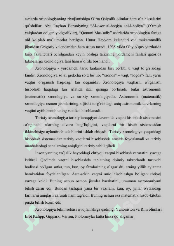 Tarix darslarida xronologik ko'nikmalarni shakllantirish usullari kur ishi.doc 7