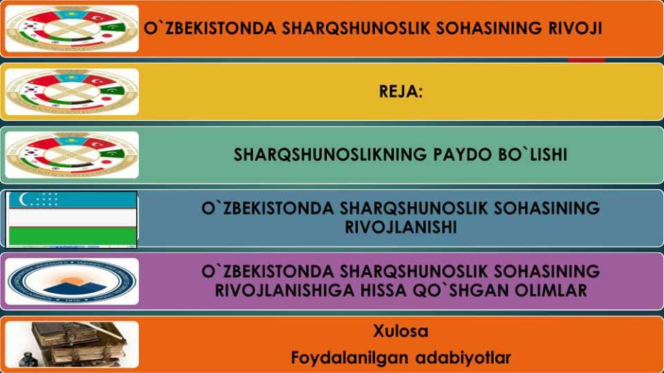 O`ZBEKISTONDA SHARQSHUNOSLIK SOHASINING RIVOJI