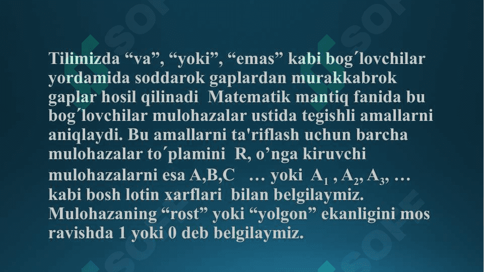 Mantiqiy tushunchalar ustida mantiqiy amallar 4