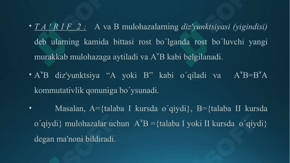 Mantiqiy tushunchalar ustida mantiqiy amallar 6