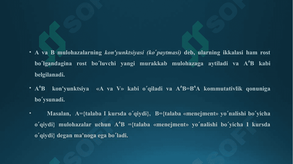 Mantiqiy tushunchalar ustida mantiqiy amallar 7