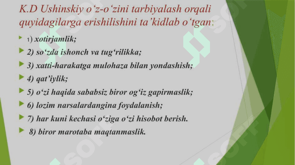 O‘z-o‘zini tarbiyalash va o‘z ustida ishlash. Pedagogika tajribani to‘plash tizimi. 5
