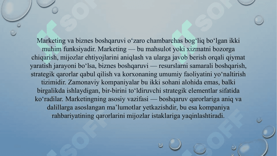 Biznesni boshqarishda marketingning o’rni 2