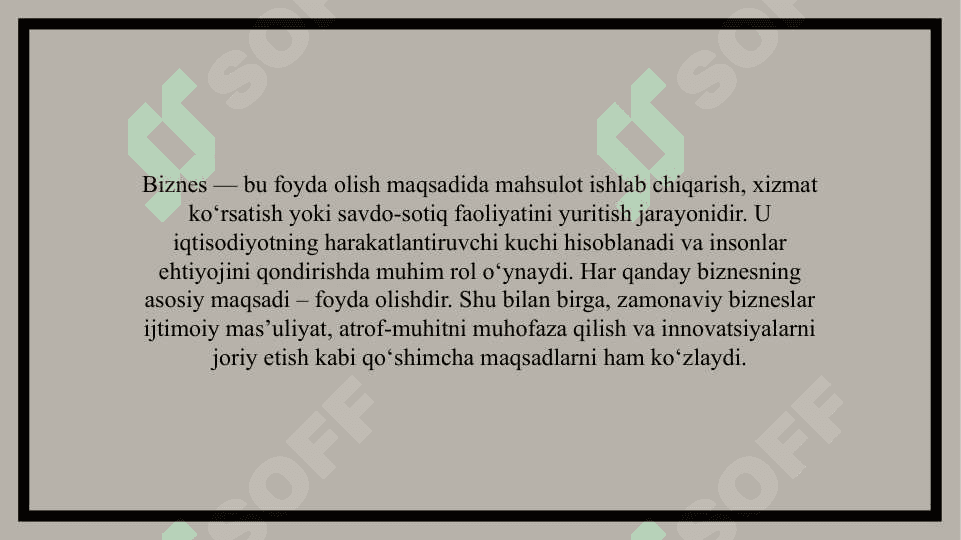Biznesni iqtisodiyotda tutgan o’rni 2