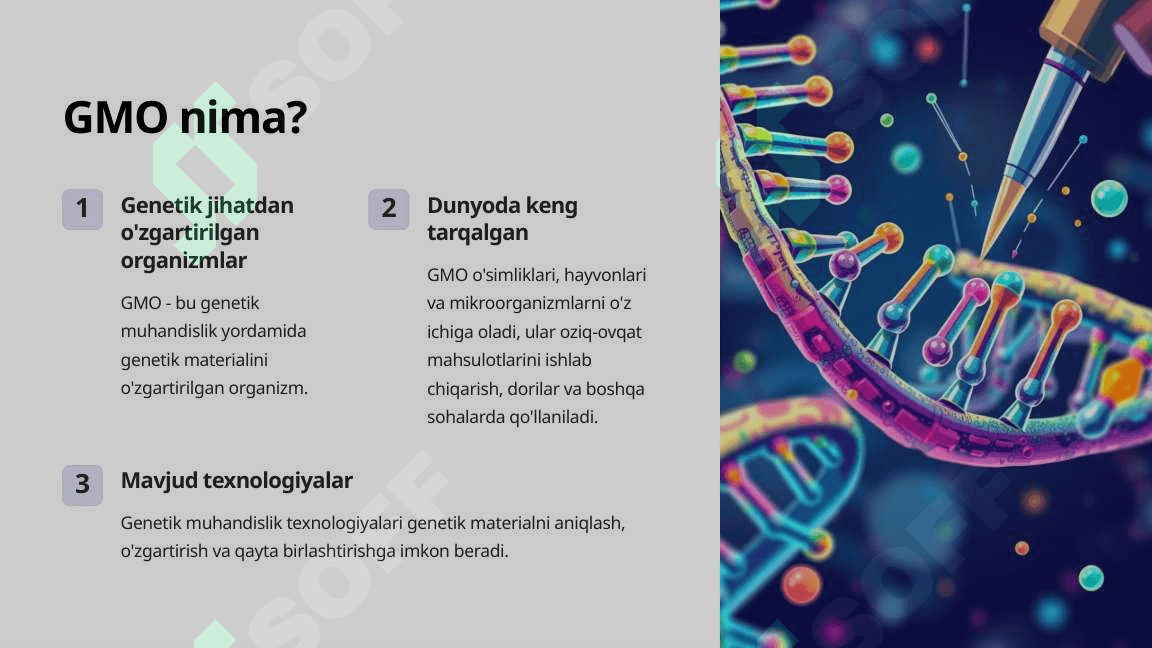GMO mahsulotlari: Afzalliklari va kamchiliklari pptx 2