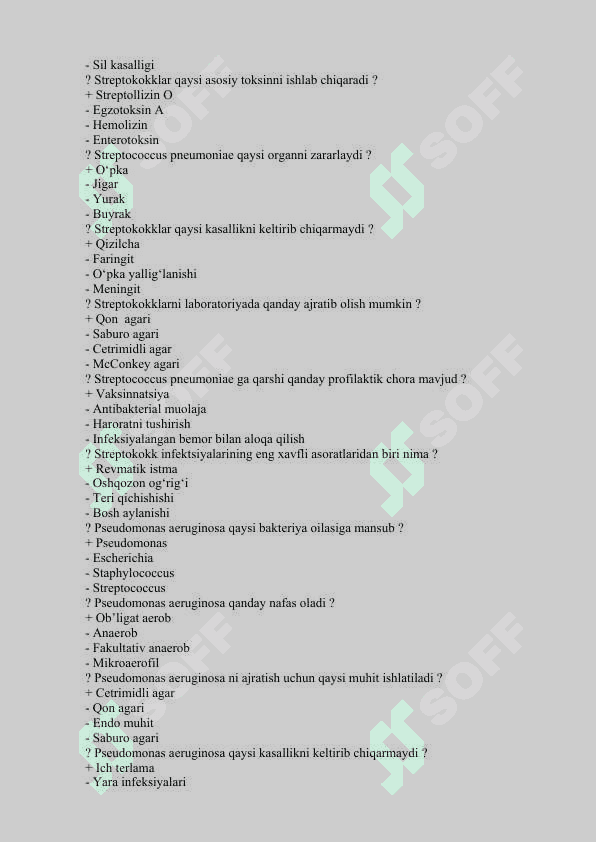 MIKROBIOLOGIYA FANIDAN  TEST  JAVOBLAR BILAN BIRGA 3
