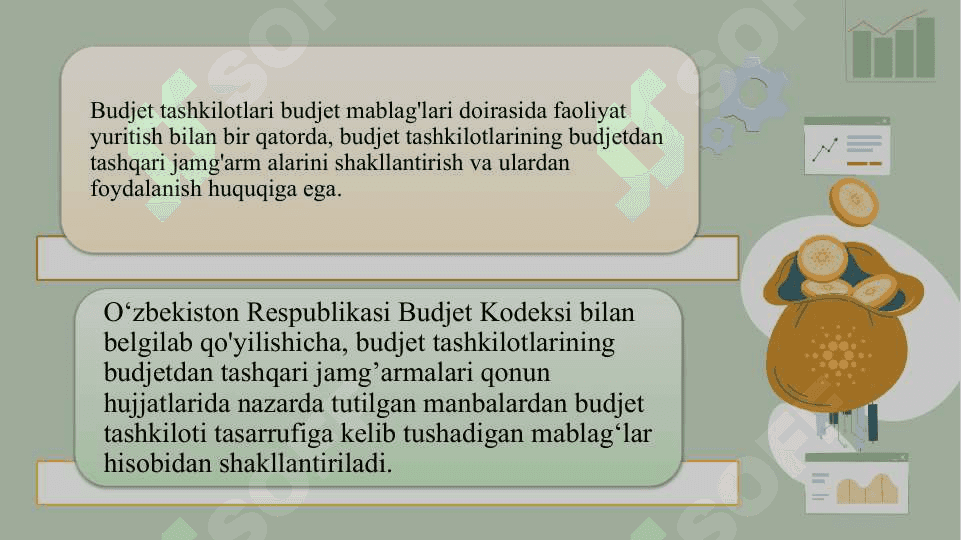 BUDJET TASHKILOTLARI  BUDJETDAN TASHQARI  MABLAG‘LARINING G‘AZNA IJROSINI TASHKIL QILISH 3