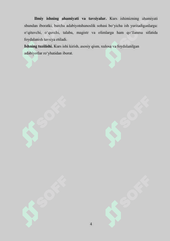 Kurs ishi. Abdurauf Fitratning adabiyotshunoslik faoliyati 4