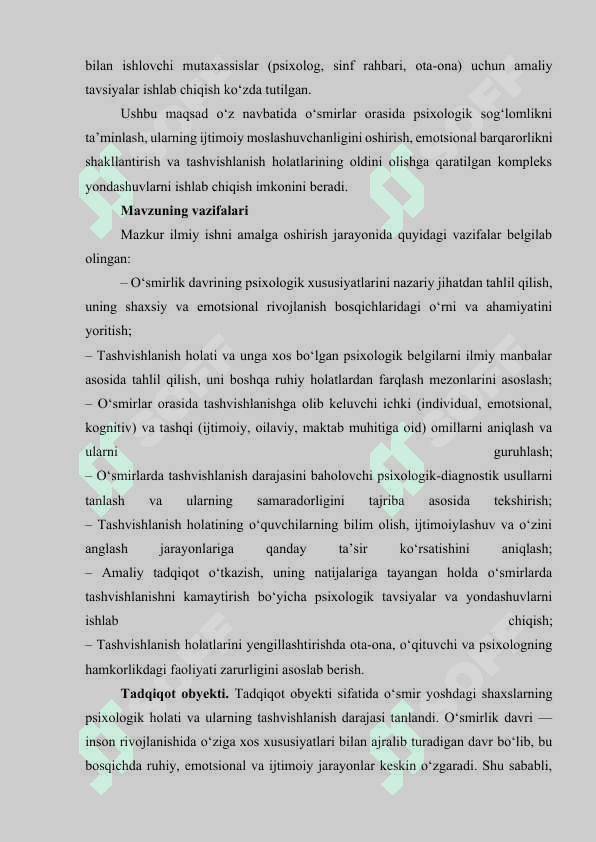O'SMIRLARDA TASHVISHLANISH SABABLARINI TAHLIL QILISH 4