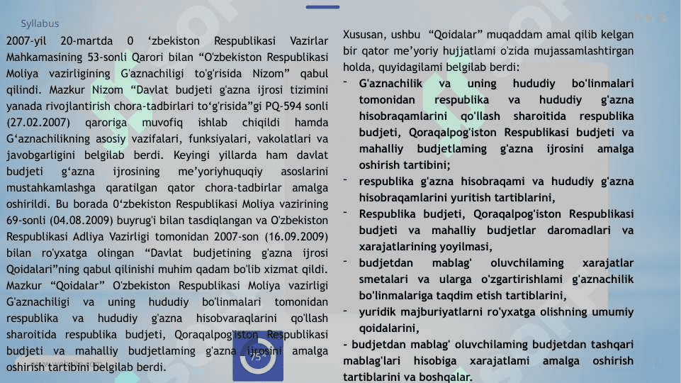 G‘aznachilik faoliyatining tashkiliy-huquqiy asoslari 8