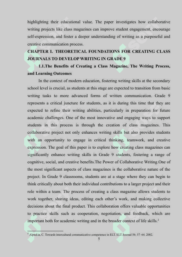 Creating class magazines to develop writing in grade9 5