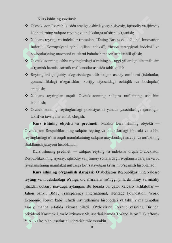 O‘ZBEKISTON RESPUBLIKASINING XALQARO REYTING VA INDEKSLARDAGI O‘RNI VA NUFUZINING ORTIB BORISHI 3