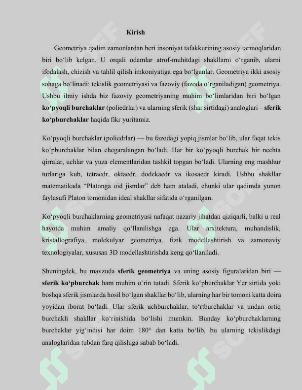 Koʻp burchaklar va sferik koʻpburchak kurs ishi 2