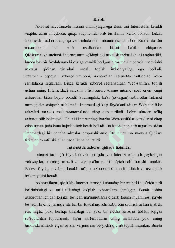 Internet tarmogʻining axborot ta'minoti va turli axborotlarni qidirib topish 2