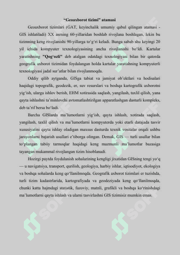 Geografik axborot tizimlaridan foydalanish orqali baholash 2