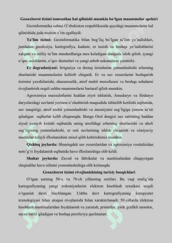 Geografik axborot tizimlaridan foydalanish orqali baholash 3