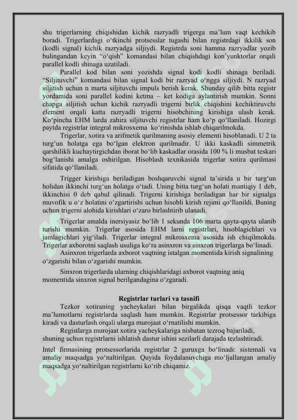Registrlarning zamonaviy yangi turlari, ularning mikrosxemalari va ishlash tamoyillari. 3
