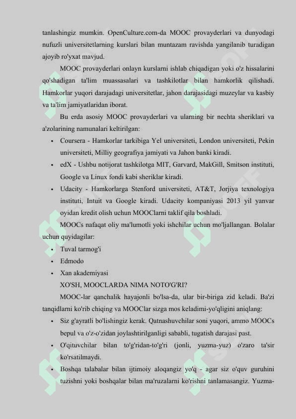 Ochiq ommaviy online ochiq kurslar 6