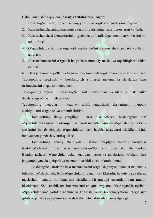 Boshlang'ich sinflarda matematika o'qitish vositalari 7