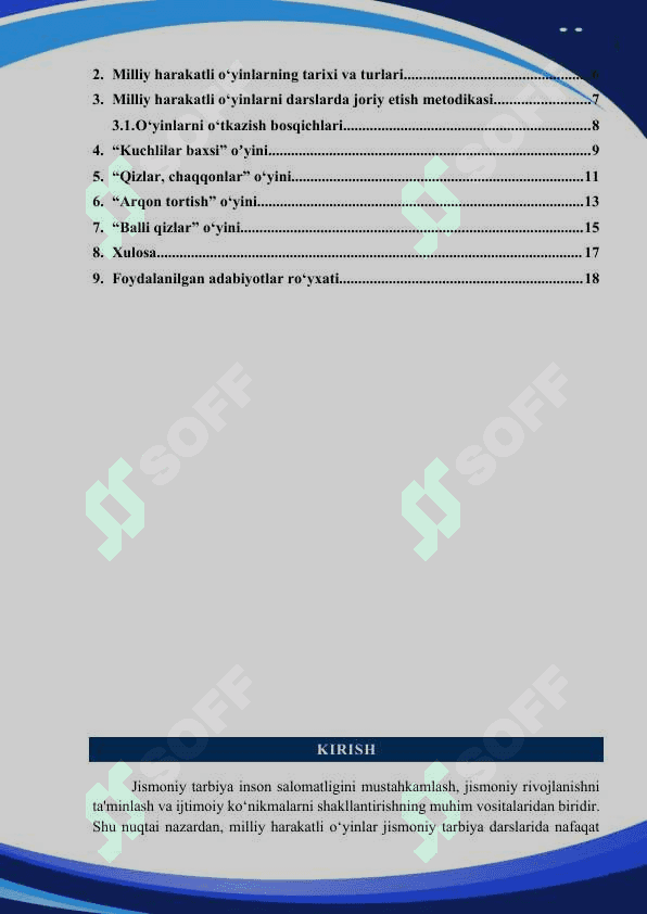JISMONIY TARBIYA FANI DARSLARIDA MILLIY HARAKATLI O'YINLAR O'YNATISH METODIKASI 4
