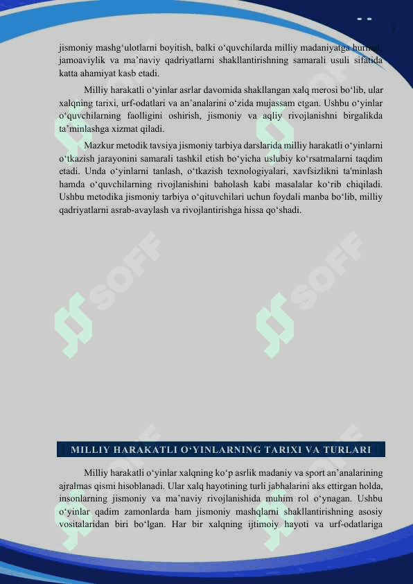 JISMONIY TARBIYA FANI DARSLARIDA MILLIY HARAKATLI O'YINLAR O'YNATISH METODIKASI 5
