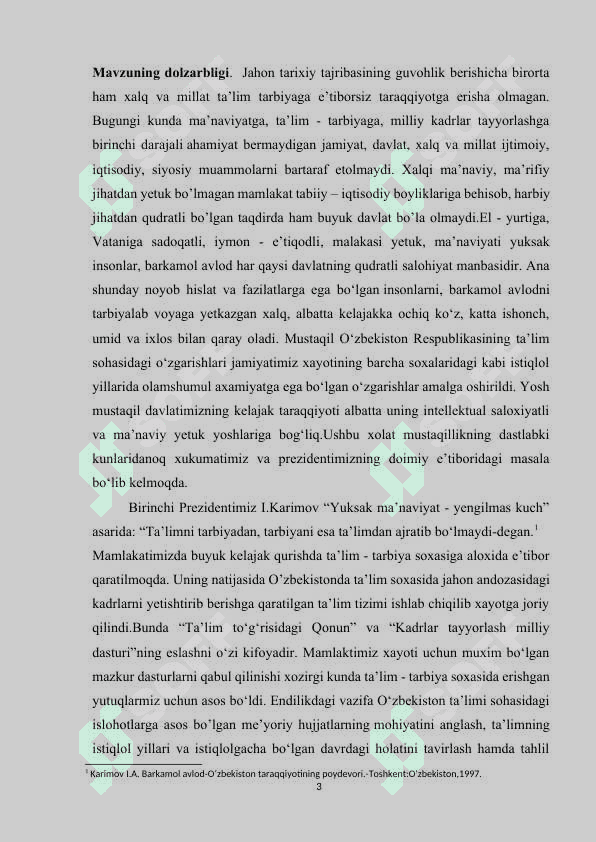 MUSTAQILLIK YILLARIDA TA’LIM SOHASIDA AMALGA OSHIRILGAN ISLOHOTLAR 3