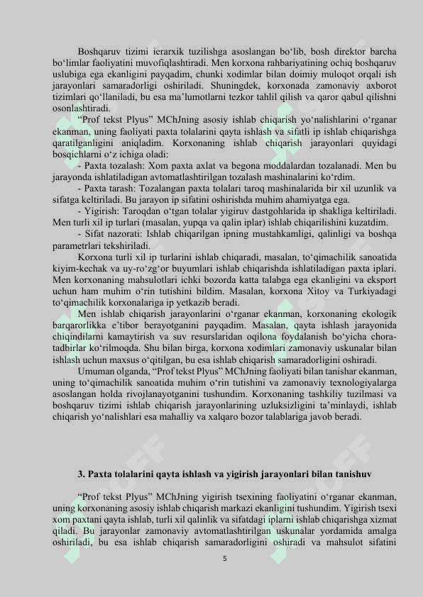 Amaliyot hisoboti Tekstil 5