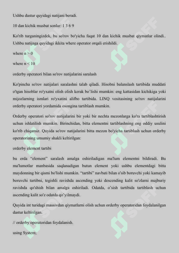 LINQ metodlarini o'rganish 5