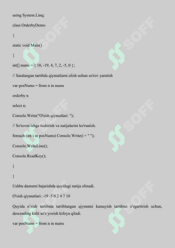 LINQ metodlarini o'rganish 6