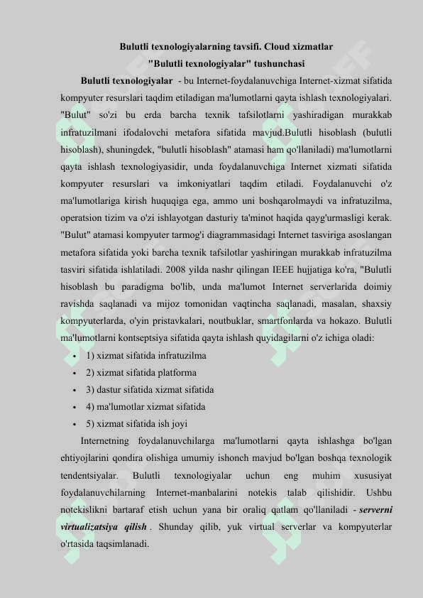 Bulutli texnologiyalarning asosiy turlari 2