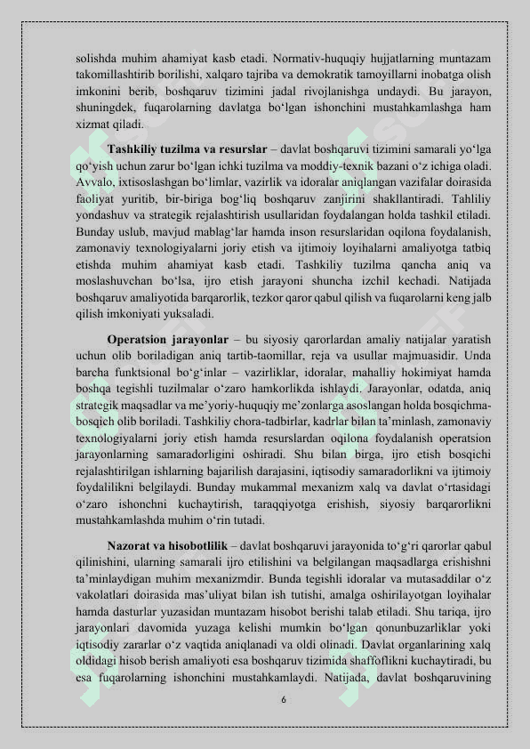 “ZAMONAVIY DAVLATLARNING BOSHQARUV SHAKLLARI ”  mavzusida tayyorlagan KURS ISHI 6