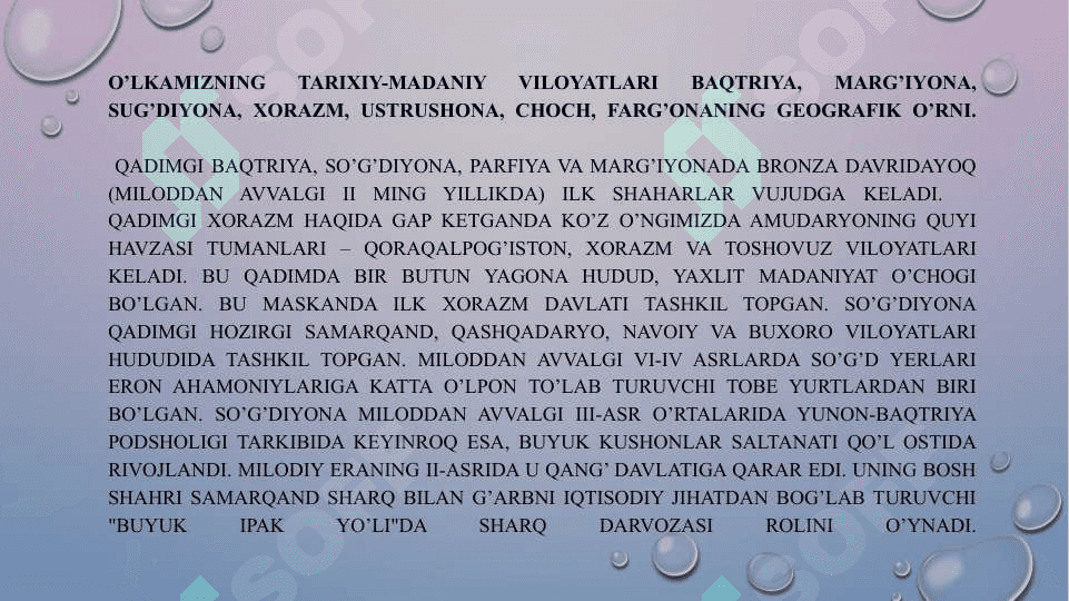 O‘ZBEKISTONNING TARIXIY GEOGRAFIK O‘RNI VA TABIIY IQLIM SHAROITLARI 3