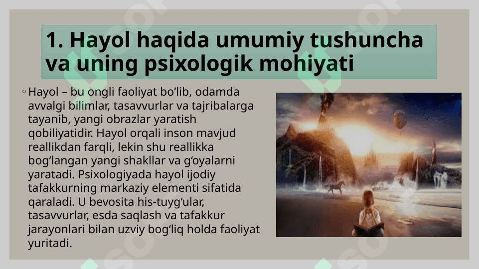 hayol haqida tushuncha, tasavvur haqida tushuncha 3