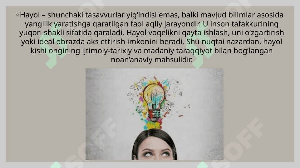 hayol haqida tushuncha, tasavvur haqida tushuncha 4