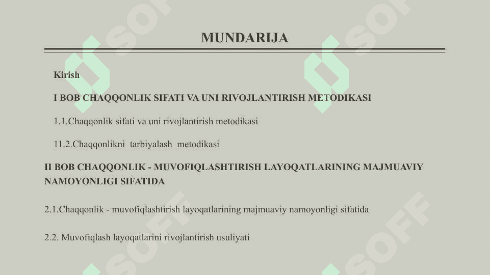 JISMONIY SIFATLARINI . (CHAQQONLIK)  TARBIYALASH METODIKASI 2