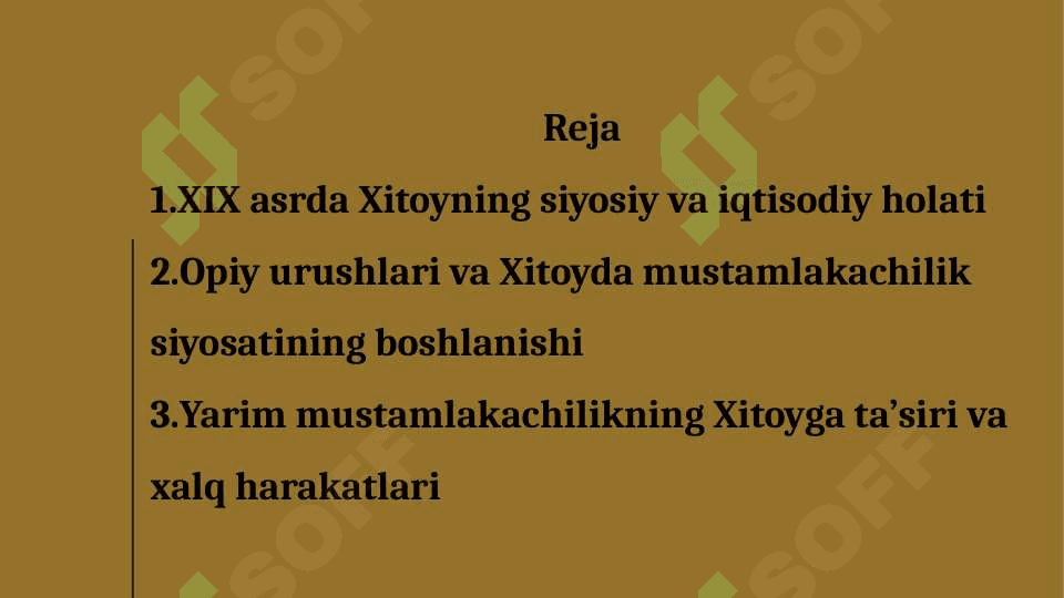 XITOY YARIM MUSTAMLAGA AYLANTIRISH 2
