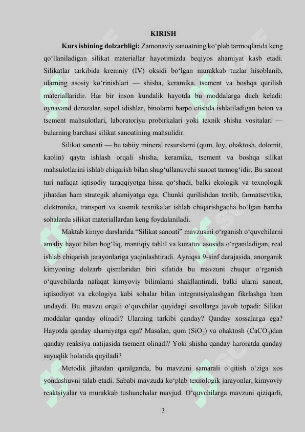 9-sinfda "Silikat sanoati" mavzusini oʻqitish metodikasi 2