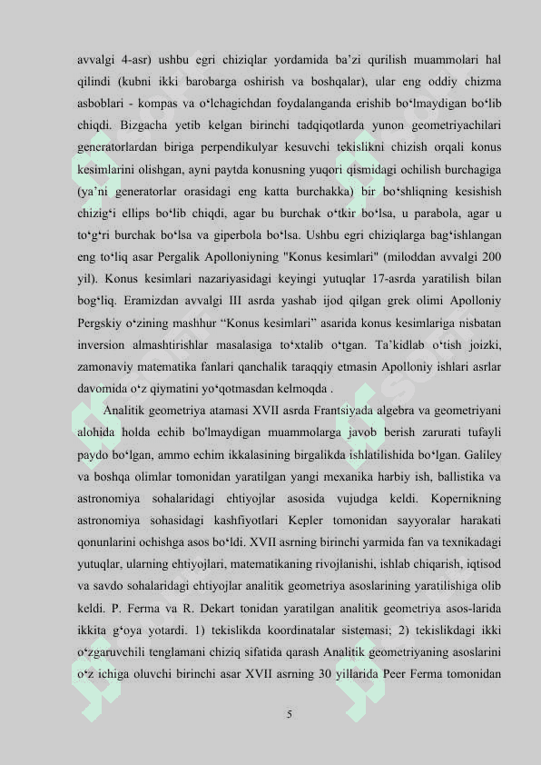 Konus kesimlari va ularning fokal xossalari 5