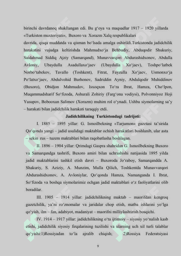 TURKISTON JADIDLARI VA ULARNING MA’RIFIY QARASHLARI  kurs ishi 7