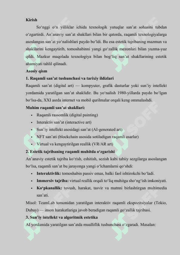 Estetik tajriba va texnologiya, Raqamli san’atning yangi ufqlari 2