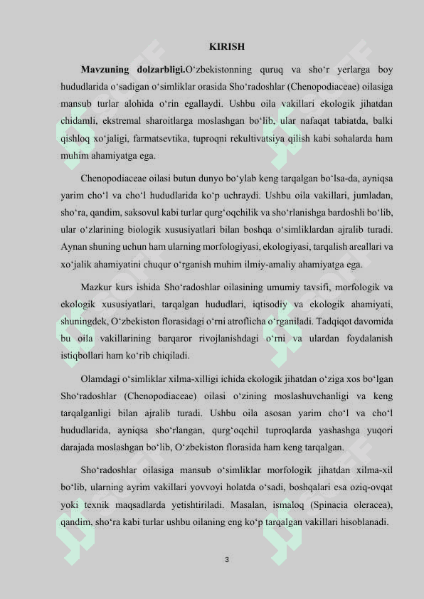 SHO‘RADOSHLAR (CHENOPODIACEAE) OILASI 3