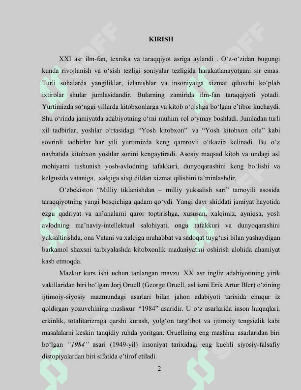 Jorj Oruellning “1894” asaridagi g‘oyalarning bugungi kun uchun ahamiyati 2