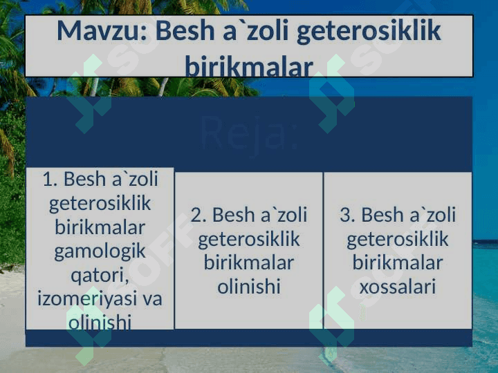 Besh a`zoli geterosiklik birikmalar 2