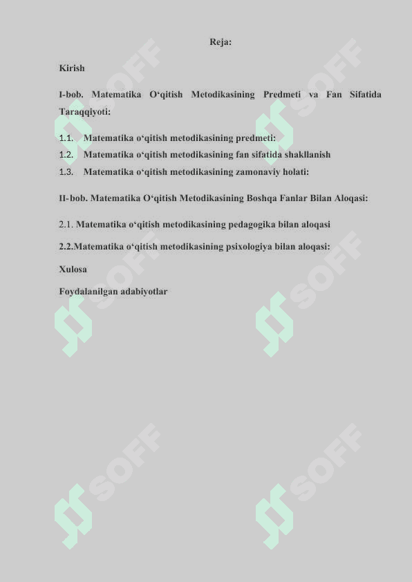 Matematika o’qitish metodikasining predmeti, fan sifatida uning taraqqiyoti 2
