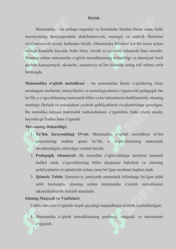 Matematika o’qitish metodikasining predmeti, fan sifatida uning taraqqiyoti 3